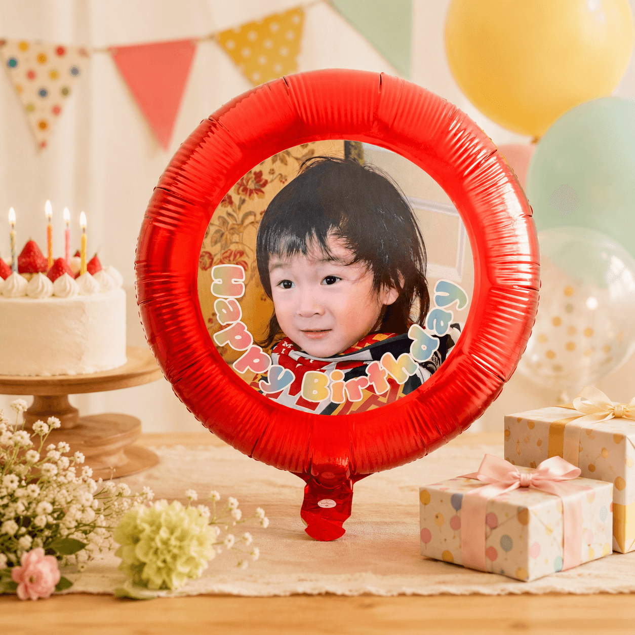写真入りバルーン 誕生日 オーダーメイド フォトバルーン 名入れ対応1枚目の画像